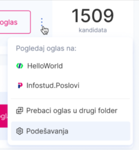 Podešavanja na kartici oglasa
